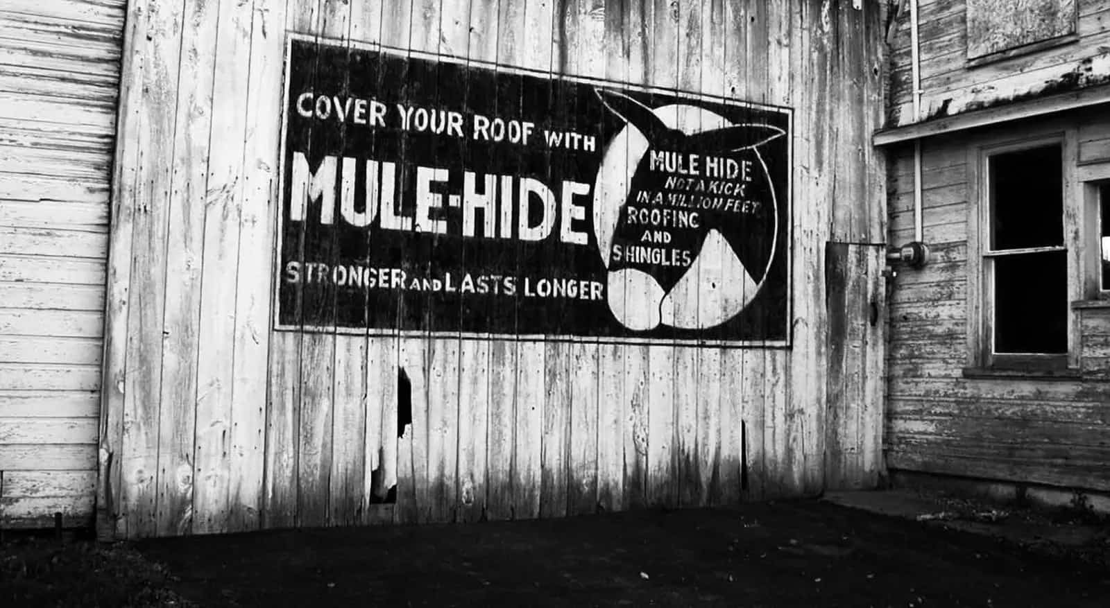 Old Mulehide sign on old building